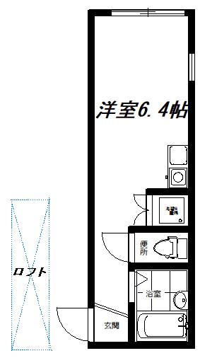 フラット阿佐ヶ谷(ワンルーム/2階)の間取り写真