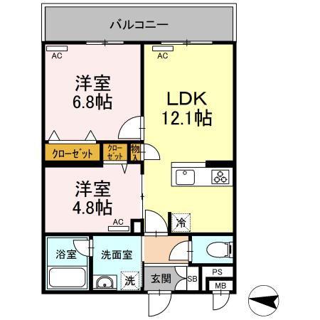 COZY COURT 大泉学園(2LDK/2階)の間取り写真