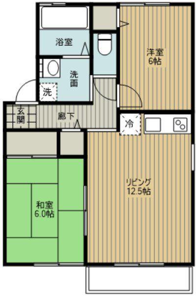 ガーデンハイツB(2LDK/2階)の間取り写真