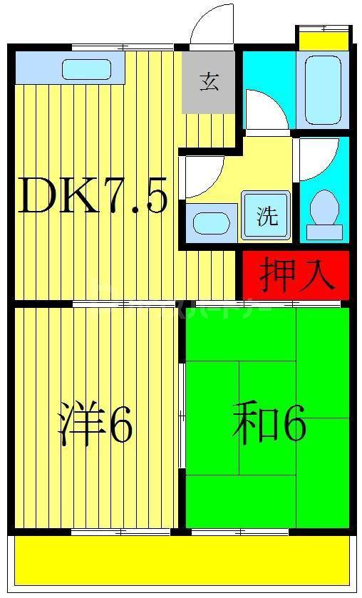 プルミエールB棟(2DK/2階)の間取り写真