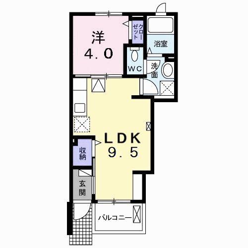 フローラスクエアN(1LDK/1階)の間取り写真