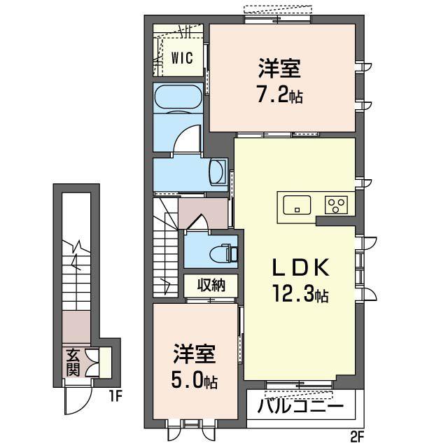 JR総武線快速 稲毛駅 徒歩11分 2階建 築4年(2LDK/2階)の間取り写真