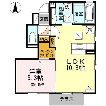 シャトーK(1LDK/1階)の間取り写真