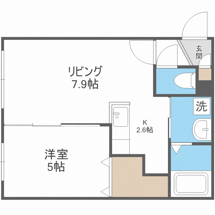G・AMENITIES南4条(1LDK/3階)の間取り写真