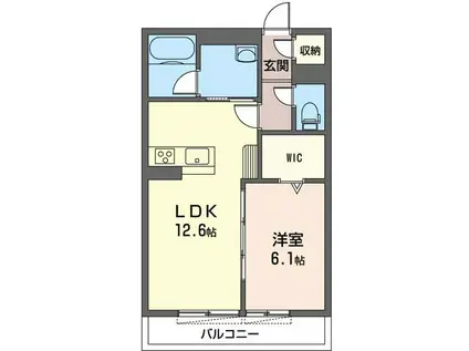 レジデンシャル プルーン(1LDK/1階)の間取り写真