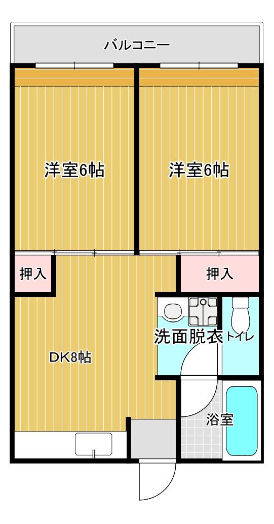 ツツミビル(2DK/1階)の間取り写真