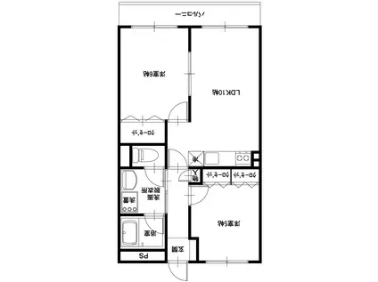 志幸42 シャンソン(2LDK/3階)の間取り写真