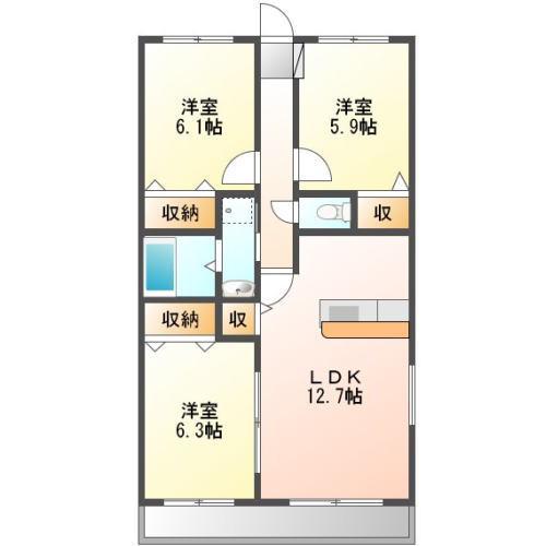 ビューコートまるたか(3LDK/8階)の間取り写真