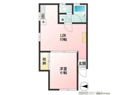 エリシウム(1LDK/1階)の間取り写真