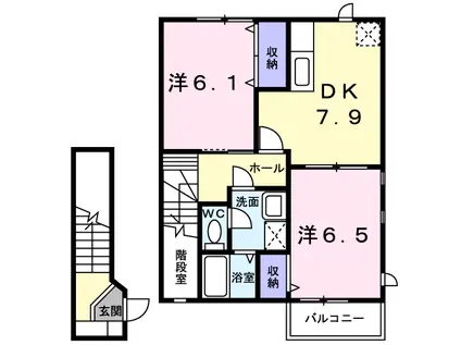 メープルハウス(2DK/2階)の間取り写真
