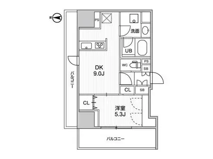 ディームス入谷II(1LDK/8階)の間取り写真