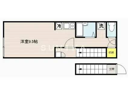 レアル南方II(1K/2階)の間取り写真