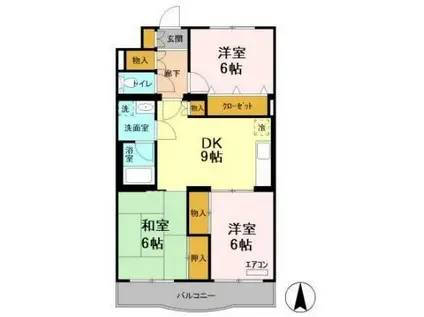 プラムマンション(3DK/2階)の間取り写真