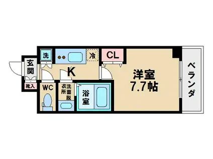 レジュールアッシュ天王寺(1K/4階)の間取り写真