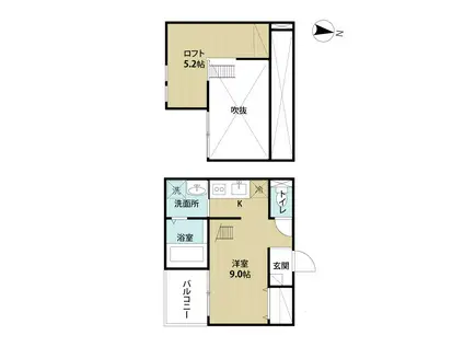 地下鉄名城線 平安通駅 徒歩5分 2階建 築16年(1K/2階)の間取り写真