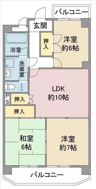 トーク21(3DK/3階)の間取り写真