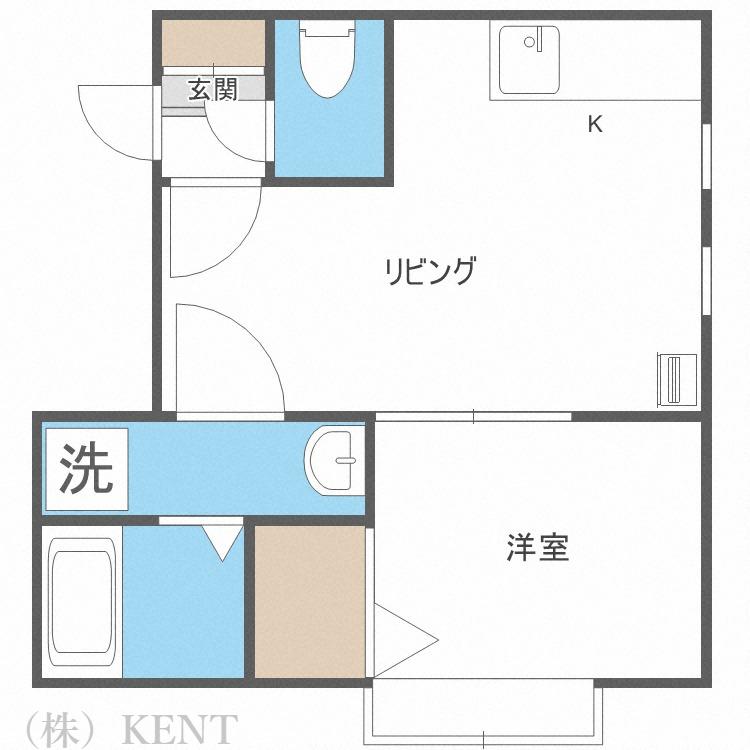 エルソル発寒(1DK/2階)の間取り写真
