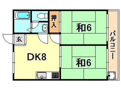 寿ハイツ(2DK/2階)の間取り写真