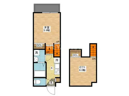 デ・クメール久原(1SK/1階)の間取り写真