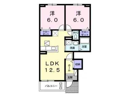 パークアクシス オストA(2LDK/1階)の間取り写真