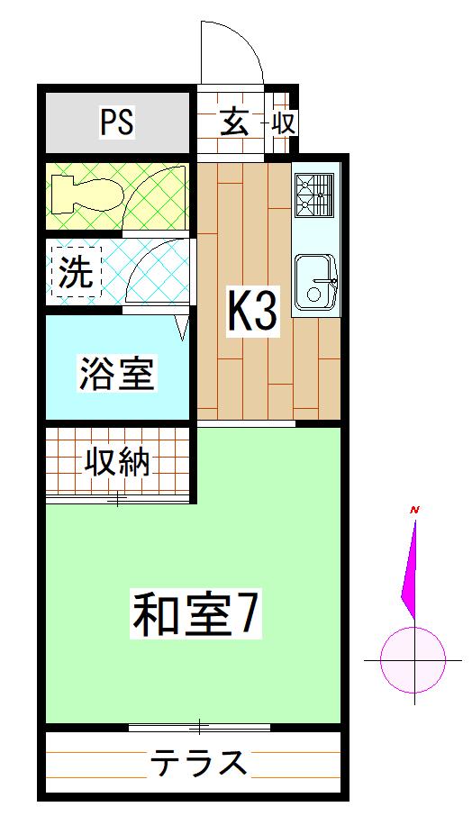 シンセリティYASOKICHI 3RD(1K/3階)の間取り写真