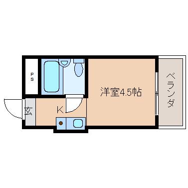 フォレスト高畑マンション(1K/2階)の間取り写真