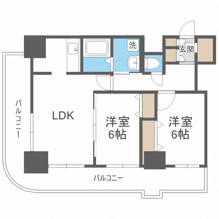 ティアラタワー中島倶楽部(2LDK/7階)の間取り写真
