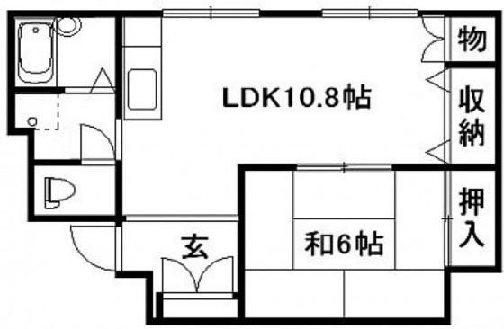 本山ビル(1LDK/6階)の間取り写真
