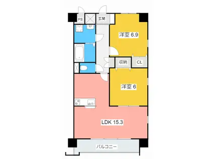 ボン・ナテュール(2LDK/3階)の間取り写真