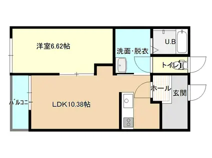 ノルドカーサII(1LDK/2階)の間取り写真