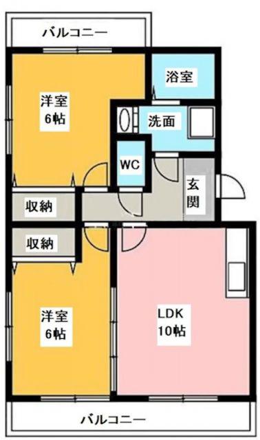 フォレスト笠井(2LDK/2階)の間取り写真
