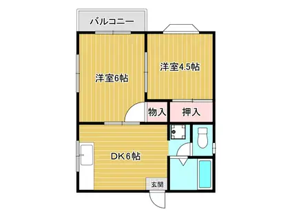 DICE BLDG.本町(2DK/3階)の間取り写真
