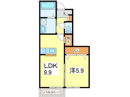 メゾン コージー(1LDK/1階)の間取り写真