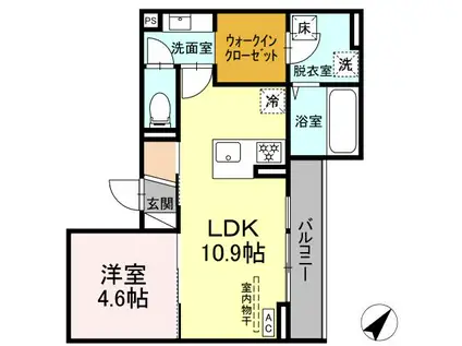 ディアライズ泉都町A棟(1LDK/1階)の間取り写真