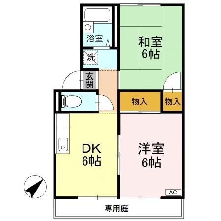 プレジール佐藤A棟(2DK/1階)の間取り写真