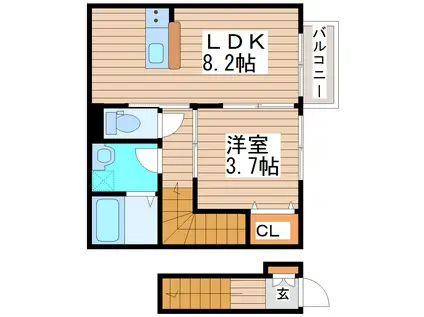 リヴィエールI(1LDK/2階)の間取り写真