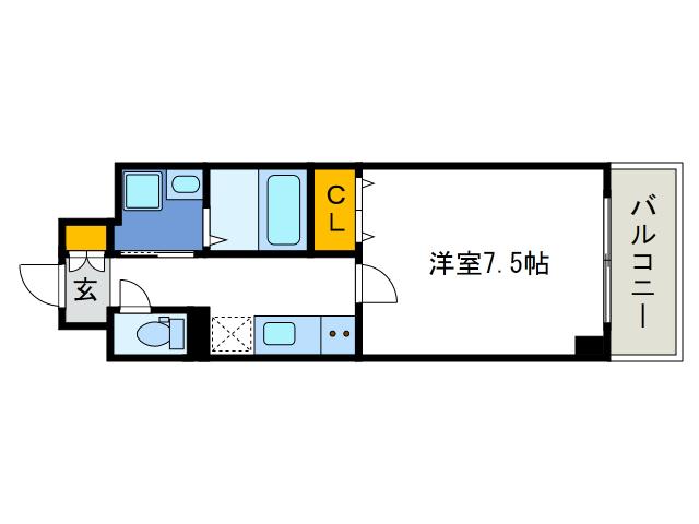 レジュールアッシュ弁天(1K/9階)の間取り写真