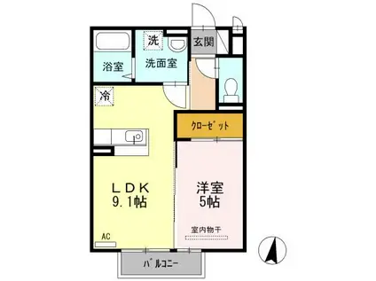 T・フレア(1LDK/2階)の間取り写真