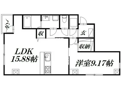 セントラルパーク下池川(1LDK/2階)の間取り写真