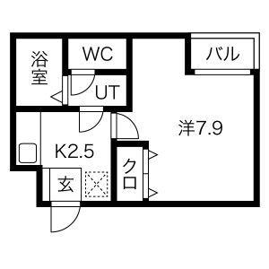A-LEGATO鳥居西通(1K/1階)の間取り写真
