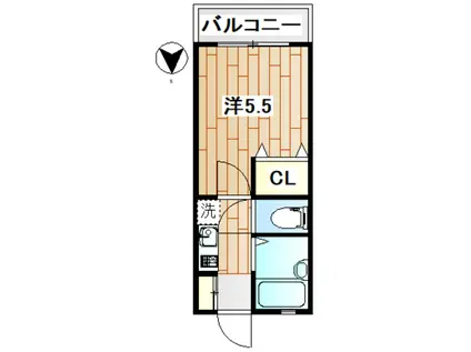リヴェールTKII(1K/1階)の間取り写真
