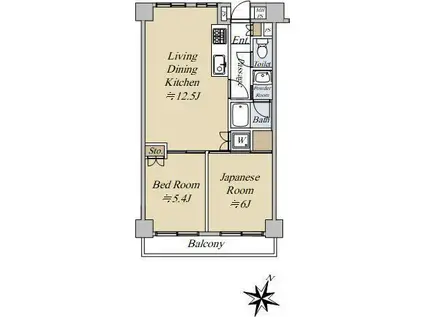 グリーンコーポ保土ヶ谷(2LDK/4階)の間取り写真
