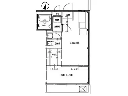 ビタミンテラス上筒井(1LDK/3階)の間取り写真