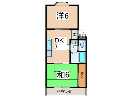 ツイン石切II(2DK/2階)の間取り写真