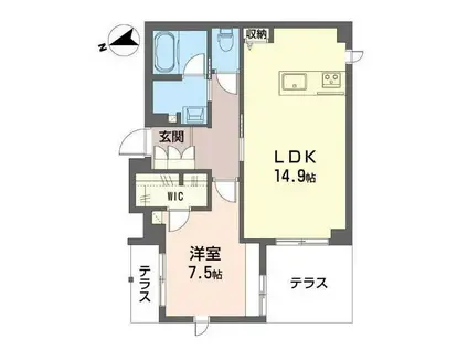 ブルームステージ(1LDK/1階)の間取り写真