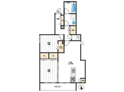 高松1丁目メゾン(2LDK/2階)の間取り写真