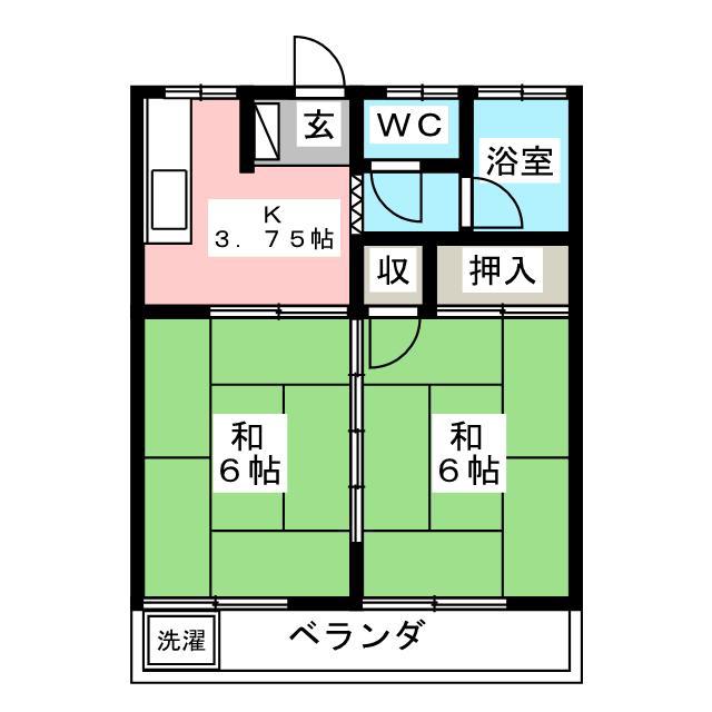 サンコーポ(2K/1階)の間取り写真