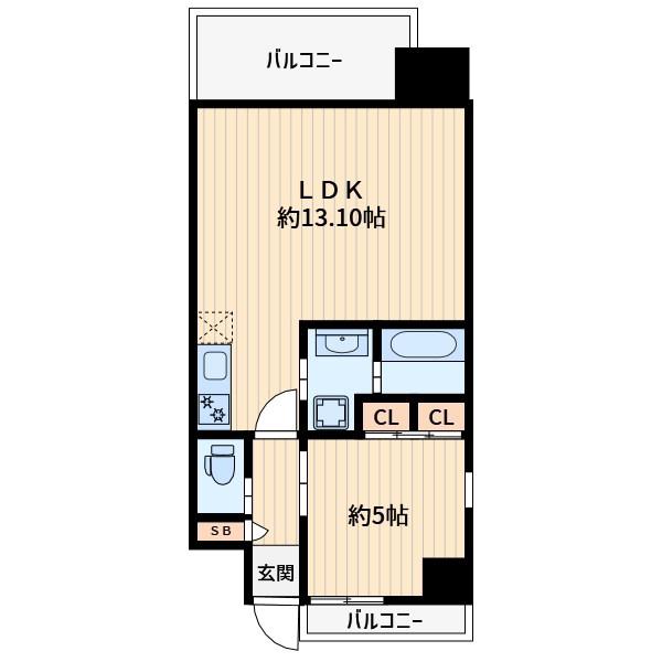 プレジオ川口(1LDK/5階)の間取り写真