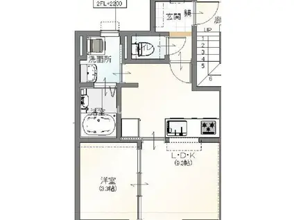 フルスタII(1LDK/2階)の間取り写真