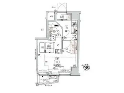 VERXEED横濱ウエスト(1K/1階)の間取り写真